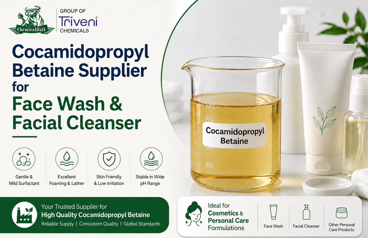 Cocamidopropyl Betaine Supplier for Face Wash & Facial Cleanser